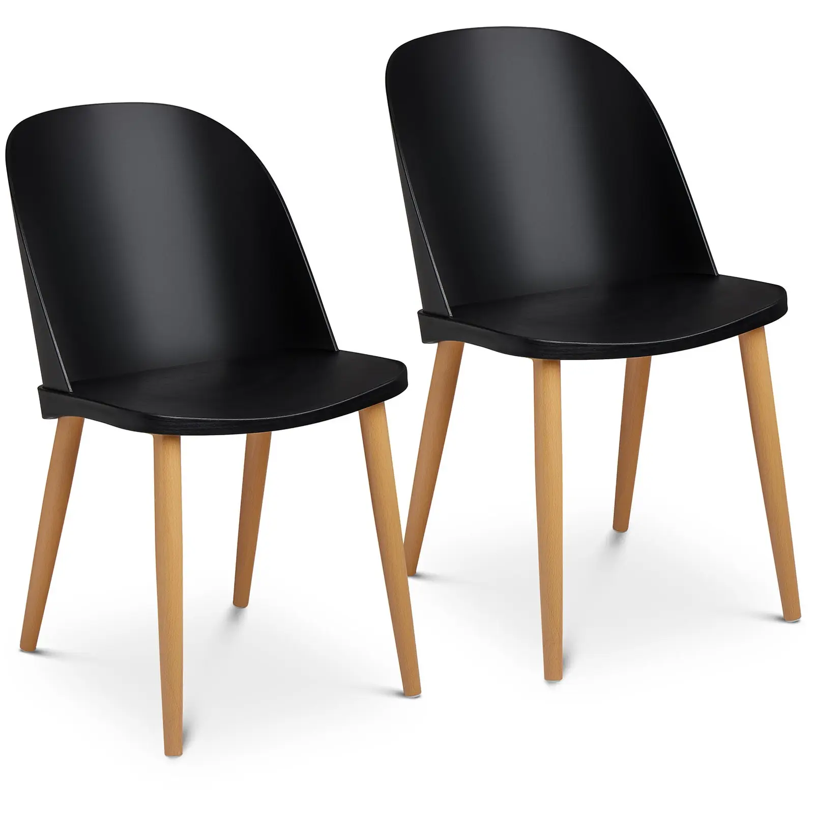Chair - set of 2 - up to 150 kg - seat 43.5 x 43 cm - black - transparent back