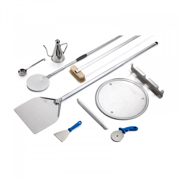 Pizza Accessories - 10 pcs. - pizza shovel - handle 120 cm - Aluminium / stainless steel / wood / brass / highly resistant polymer